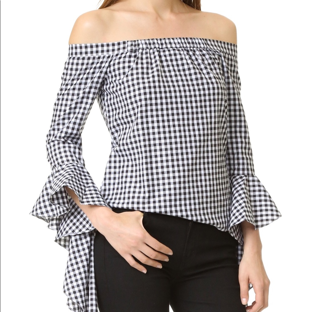 MLM Label off the shoulder gingham top