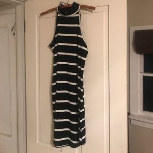 Striped mock neck dress