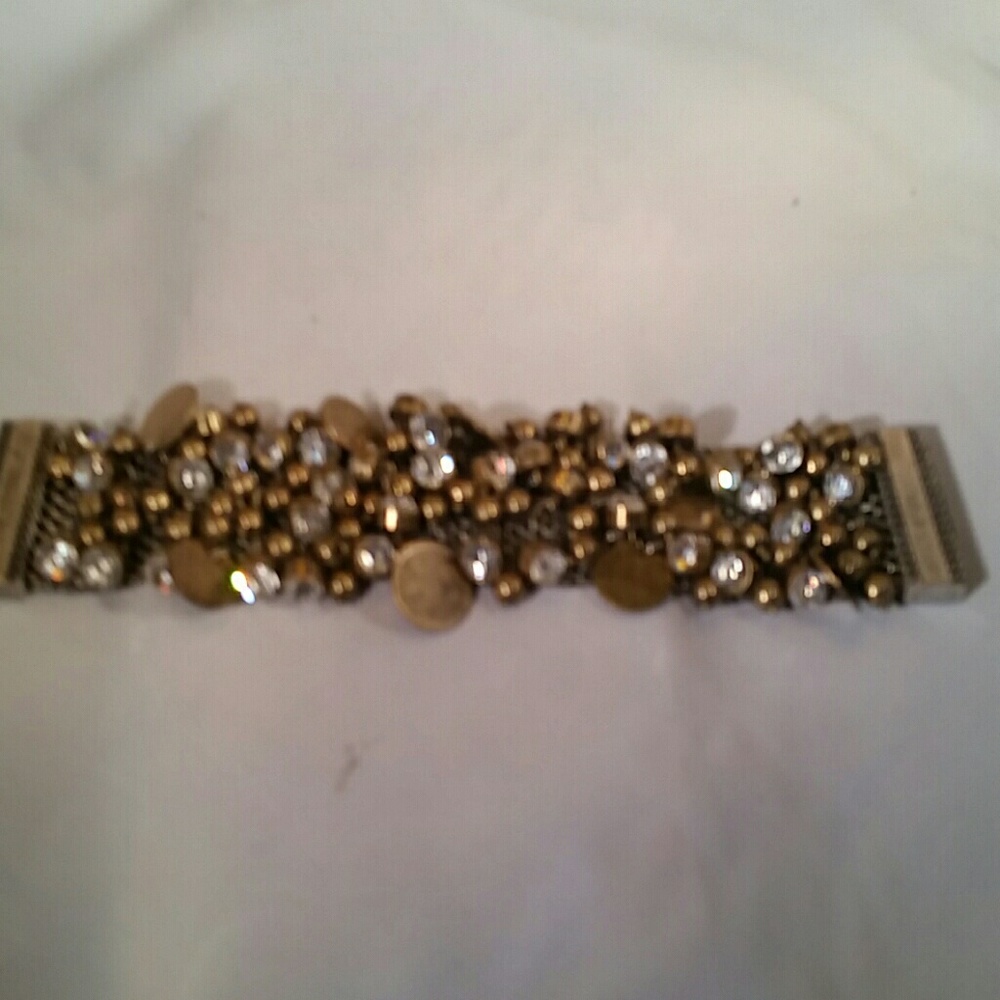 Copper and crystal beads bracelet