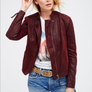 Free people faux leather jacket maroon