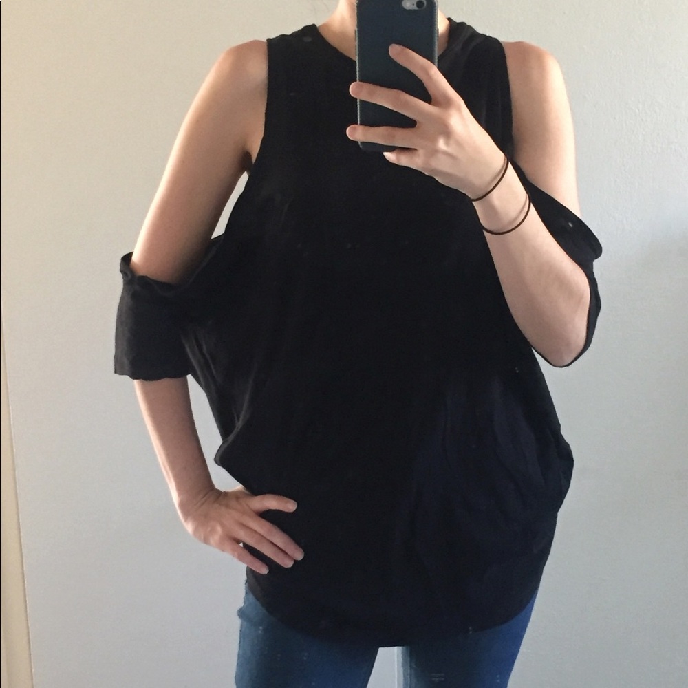 NWOT Black Top/Tunic with Shoulder Cut-Outs