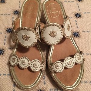 Gold jack Roger wedges barley worn size 10