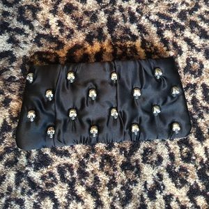 Authentic Betsey Johnson Silver Skull Clutch