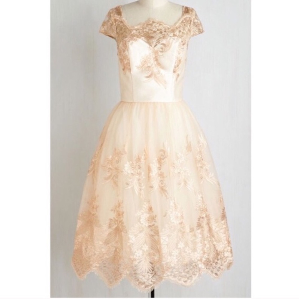 Chi Chi London Cap Sleeve Dress in Rose Gold