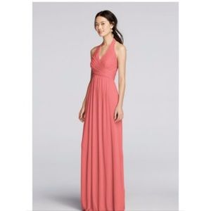 David's Bridal Coral Reef Mesh Halter Dress