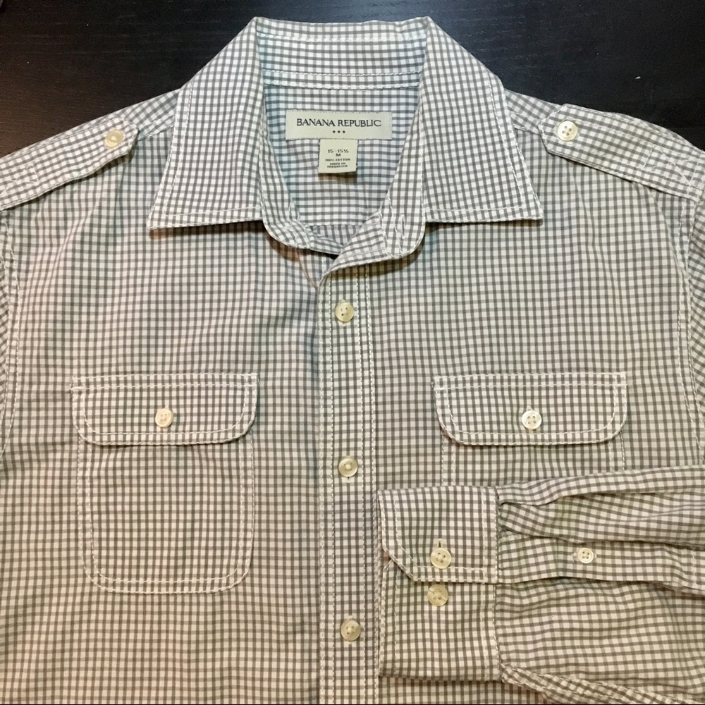 Banana Republic gray & white dress shirt M