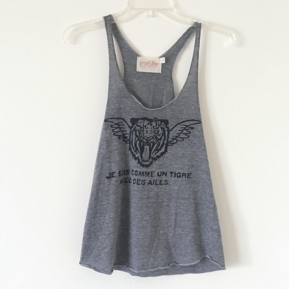 Popkiller Tiger Wing Grey Tank