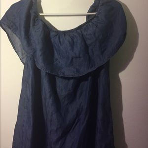 Blue off the shoulder dress