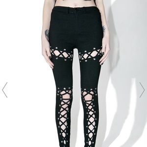 Lace up high wasted pants