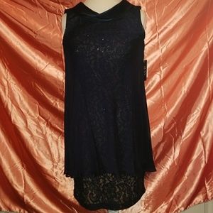 BNWT!! SLNY navy 1 pc dress classy