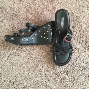 Women's Harley Davidson black studded wedge heel