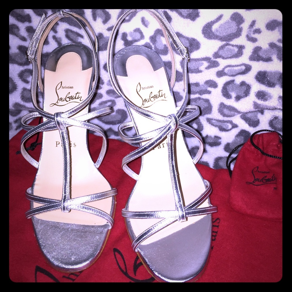 Christian Louboutin Youpiyou silver heels sz 37