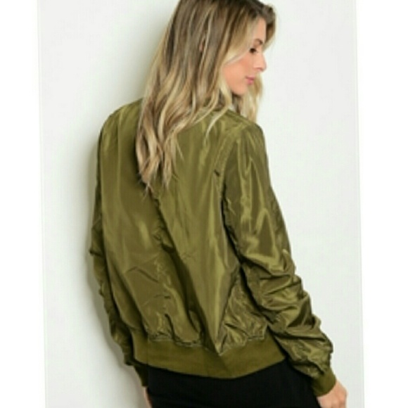 OLIVE BOMBER JACKET - Picture 2 of 2