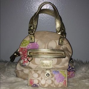 Coach signature large poppy tote & matching wallet
