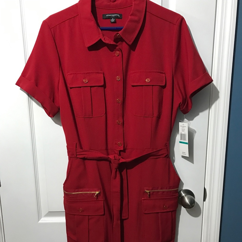 Shirt dress with gold detail