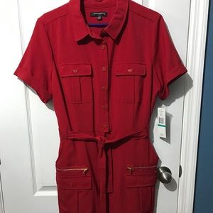 Shirt dress with gold detail