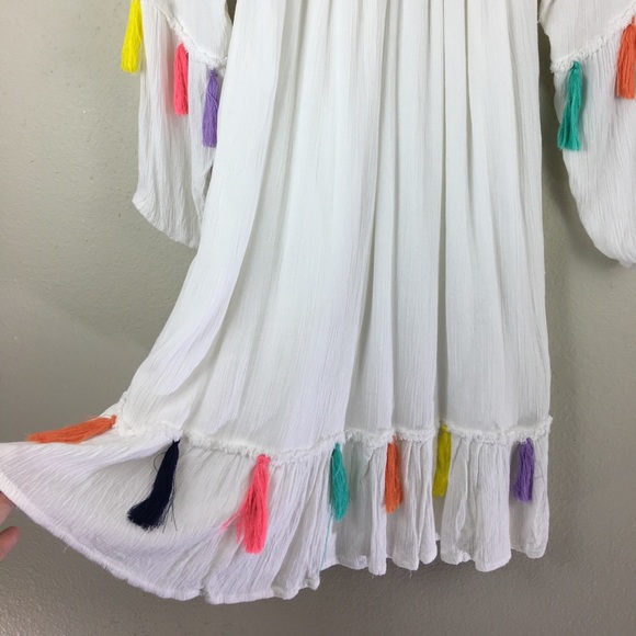 Chelsea and Theodore White Boho Tassel Dress - Picture 3 of 8