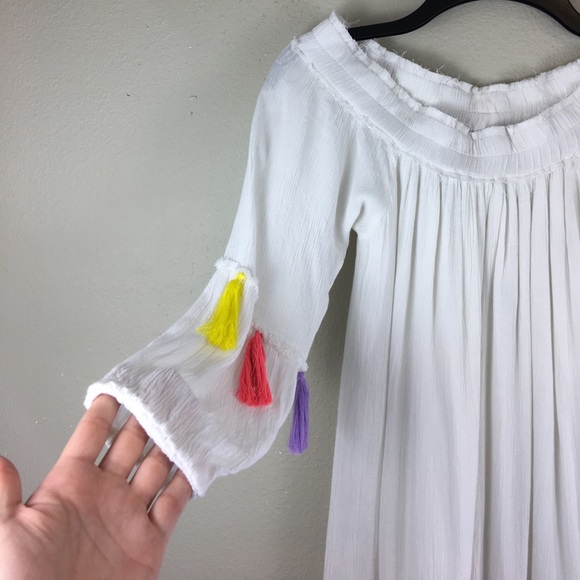 Chelsea and Theodore White Boho Tassel Dress - Picture 4 of 8