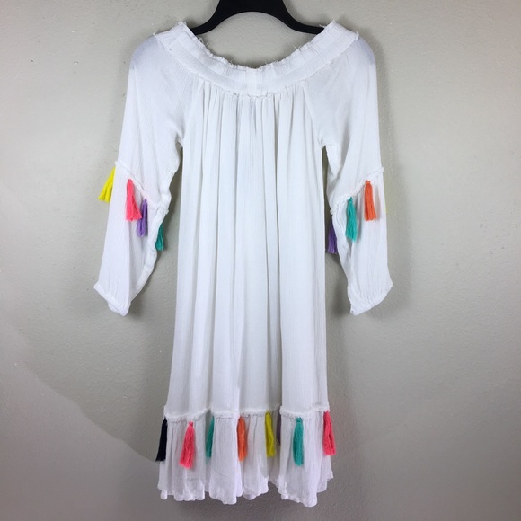 Chelsea and Theodore White Boho Tassel Dress - Picture 5 of 8