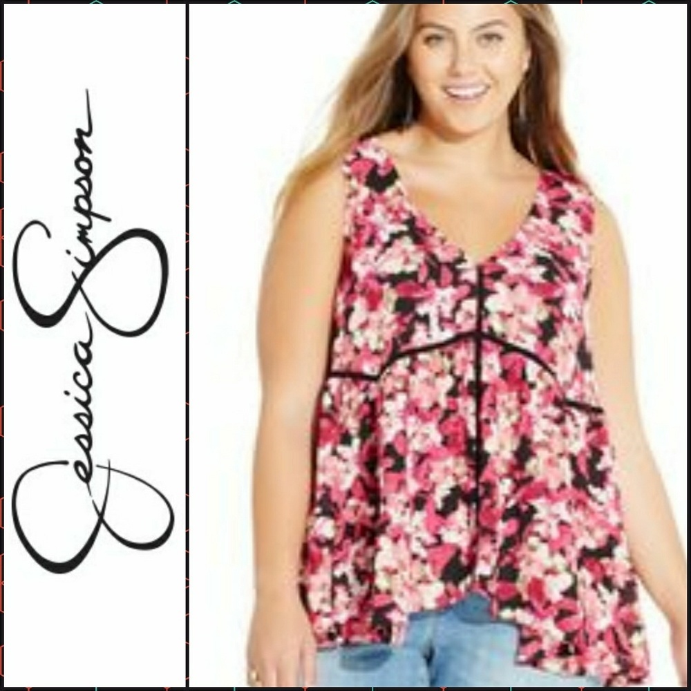 New JESSICA SIMPSON Wren Trapeze Floral Tank Top