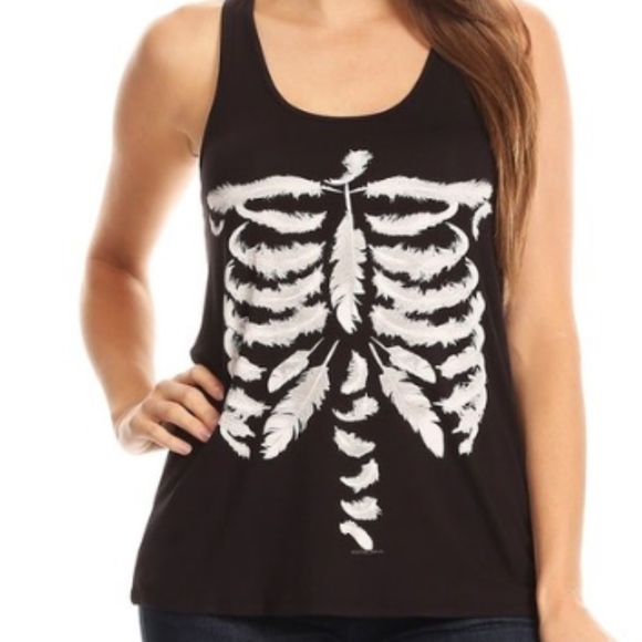 LAST 1: Black & White Skeleton Tank - Picture 2 of 3