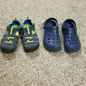 Two pairs of boys slip on shoes