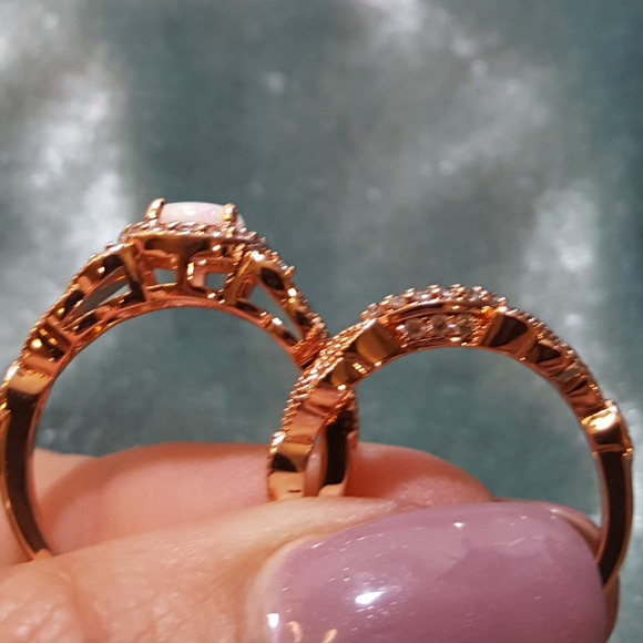 NWOT- 18K RGP Lab Created Opal Rings - Picture 2 of 5