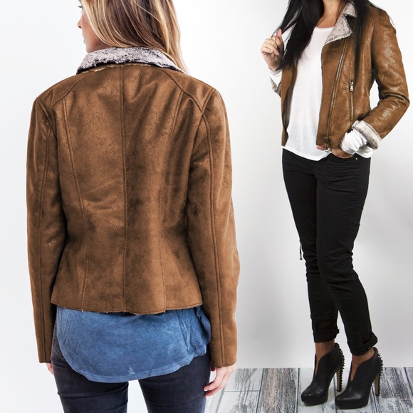 Highest Quality Vegan Suede & Fur Moto Jacket NWT - Picture 2 of 8