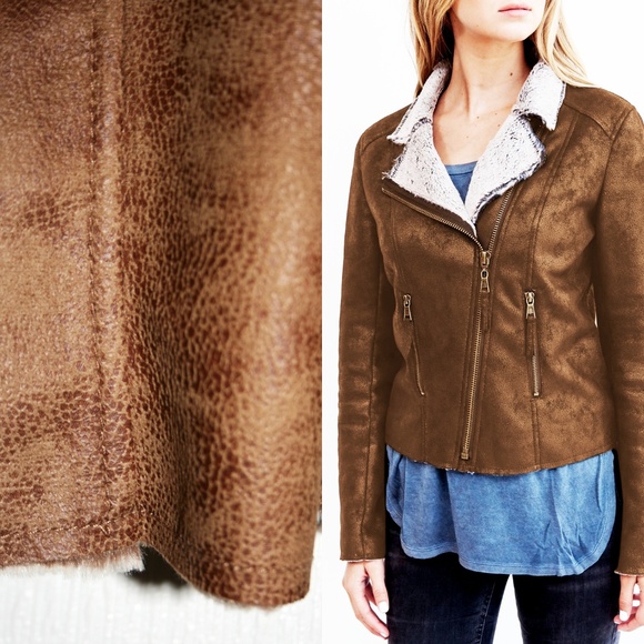 Highest Quality Vegan Suede & Fur Moto Jacket NWT - Picture 6 of 8