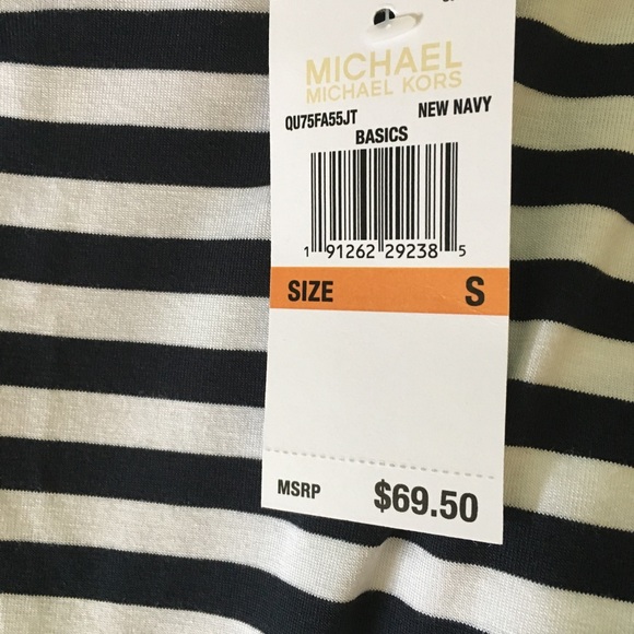 Michael Kors Navy Striped Long sleeve Top Size S - Picture 3 of 8