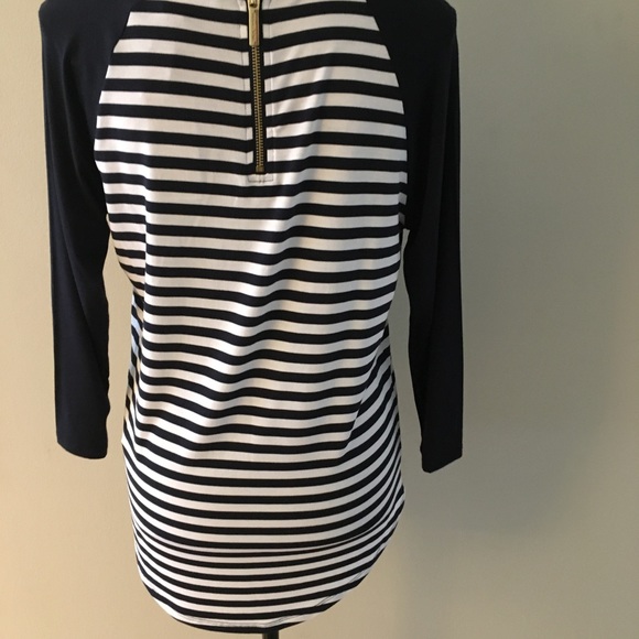 Michael Kors Navy Striped Long sleeve Top Size S - Picture 2 of 8