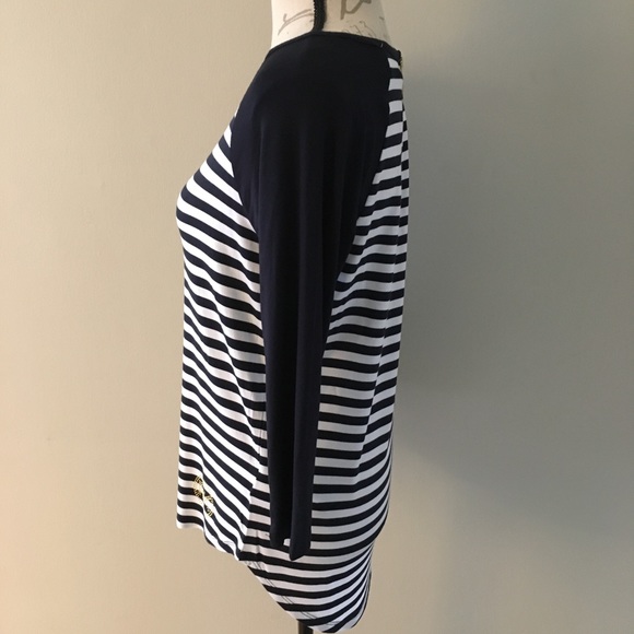 Michael Kors Navy Striped Long sleeve Top Size S - Picture 8 of 8