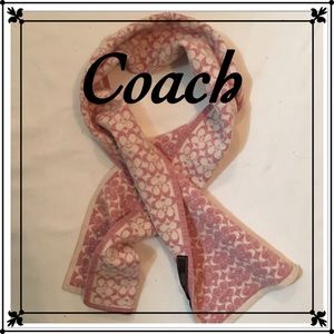 Coach pink signature logo wool scarf