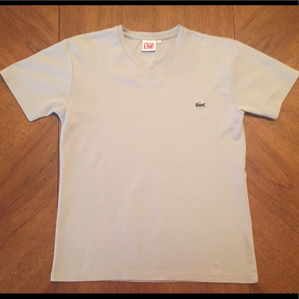 Lacoste Women 5 Gray V Neck Shirt