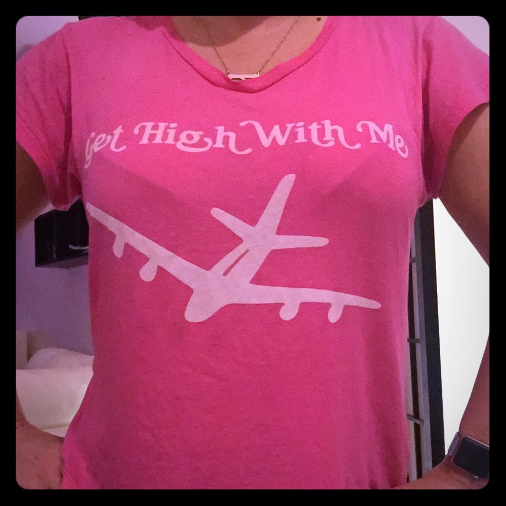 Wildfox Come Get High With Me Pink S/S Tee Size M