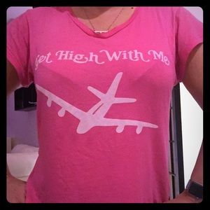 Wildfox Come Get High With Me Pink S/S Tee Size M
