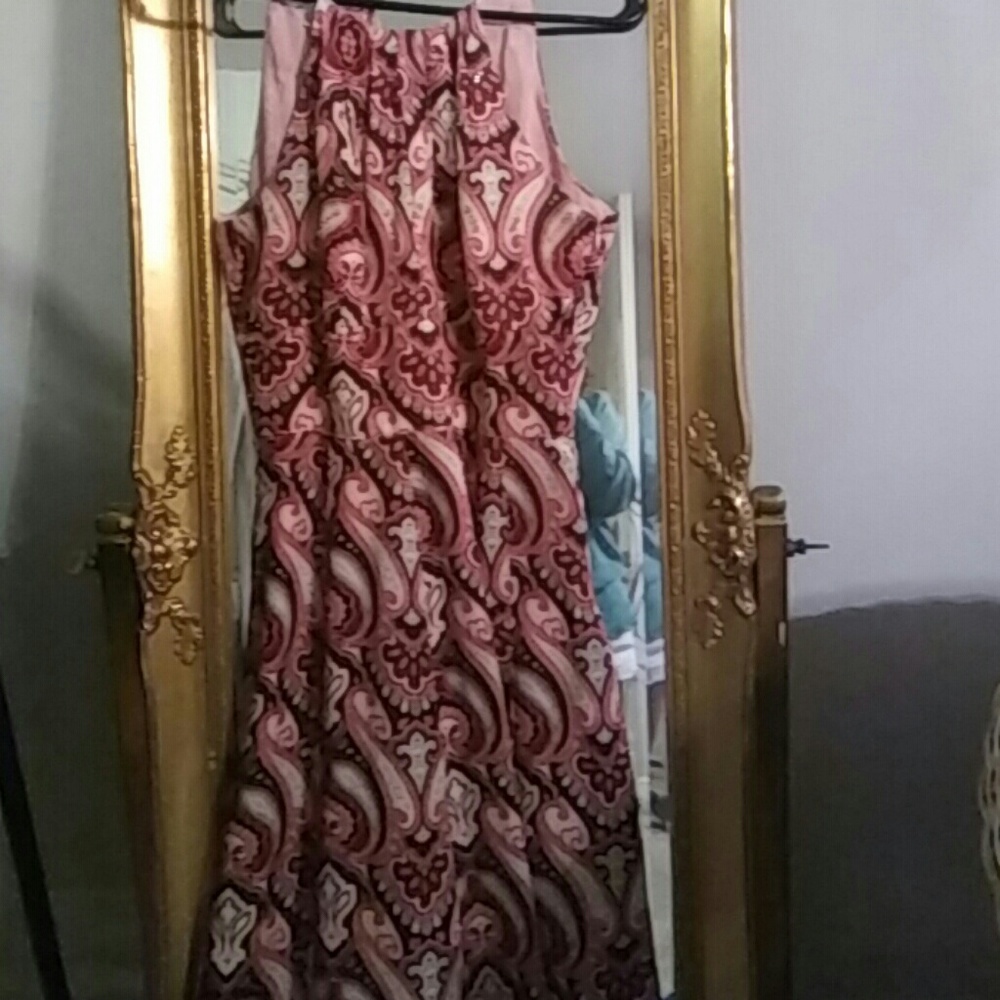 Silk Pink and brown paisley dress