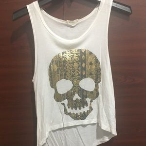 High low gold skull muscle tee