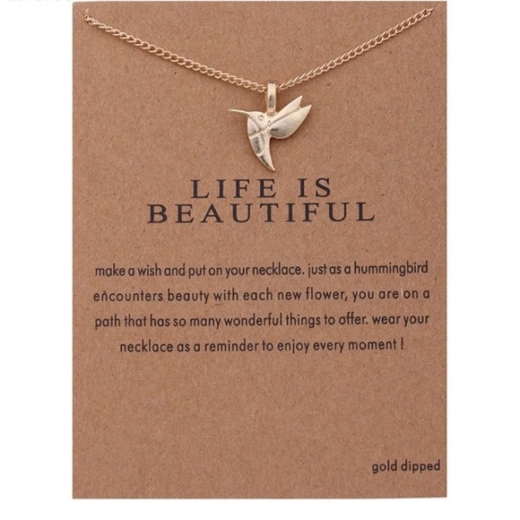 Boutique Jewelry - Life Is Beautiful hummingbird gold necklace