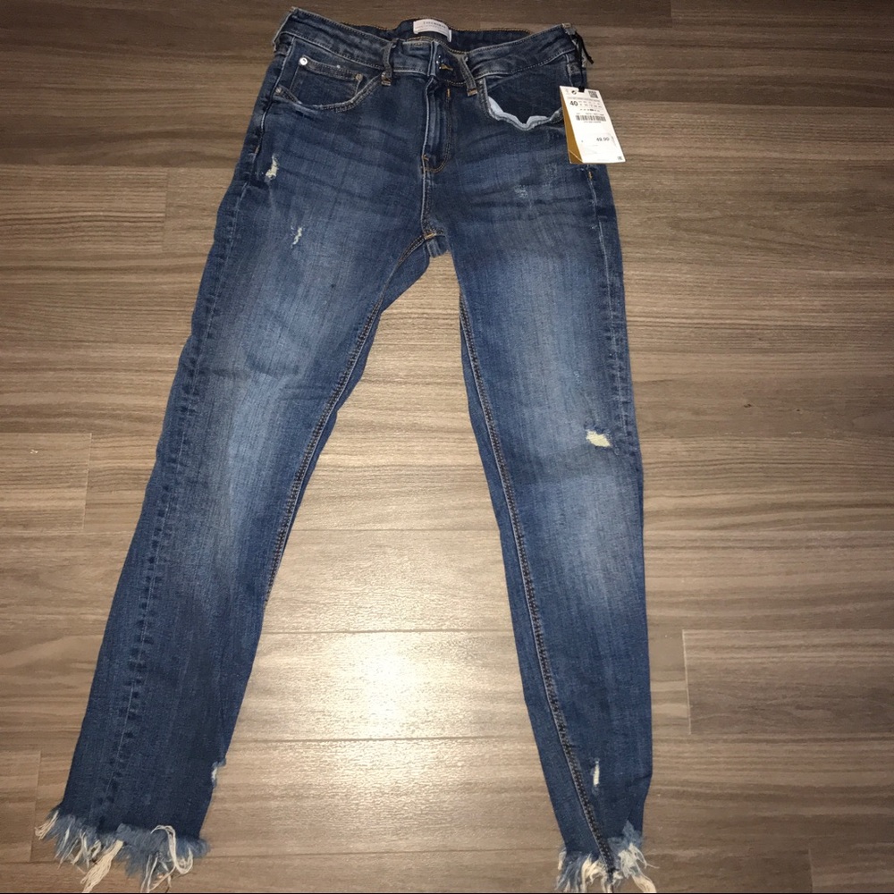 Zara distressed skinny jeans