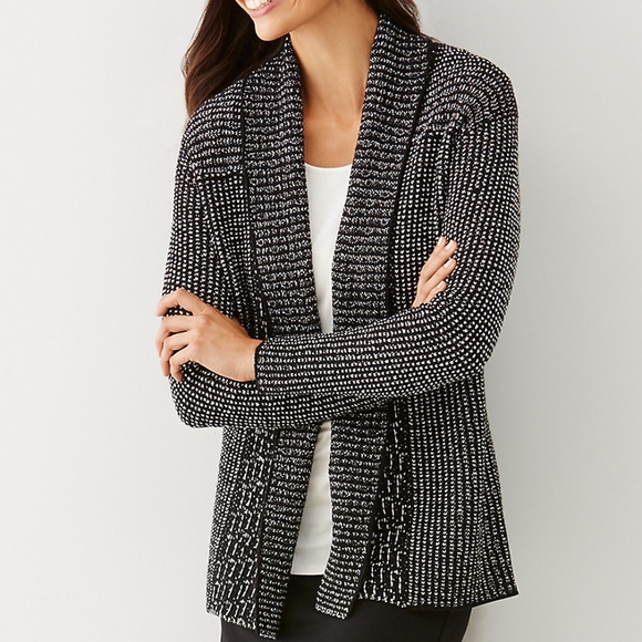 GORGEOUS MIXED-STITCH OPEN-FRONT CARDIGAN - Picture 1 of 8