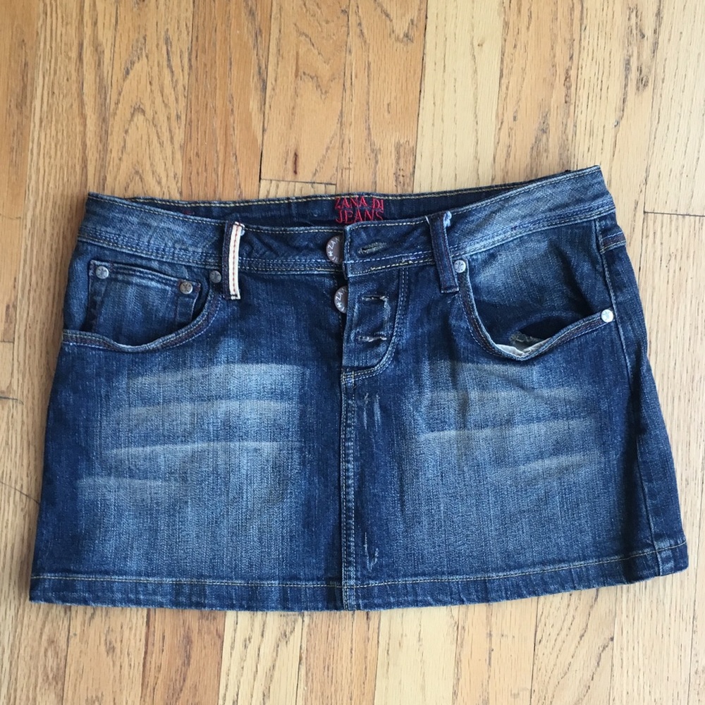 -new- Weathered Dark Wash Denim Mini