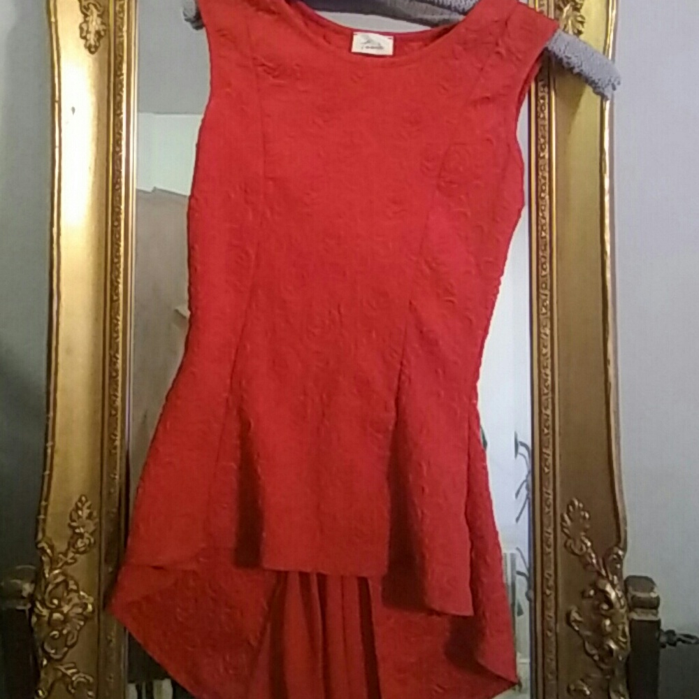 Red sleeveless top