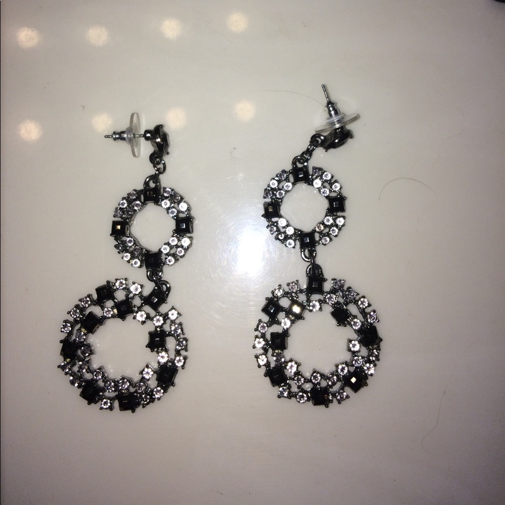 Vera Wang Long Circle Earrings