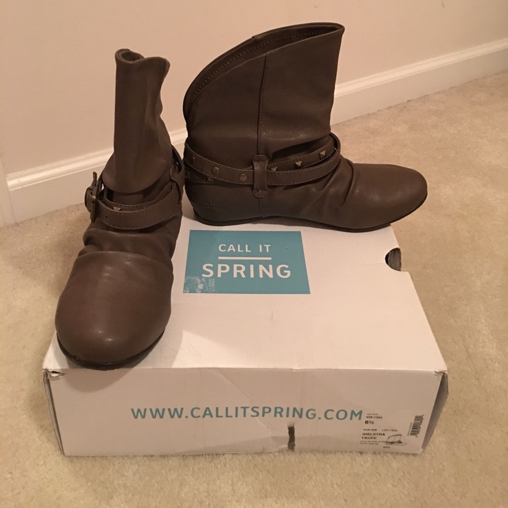 Call It Spring Gielstra Taupe Studded Booties