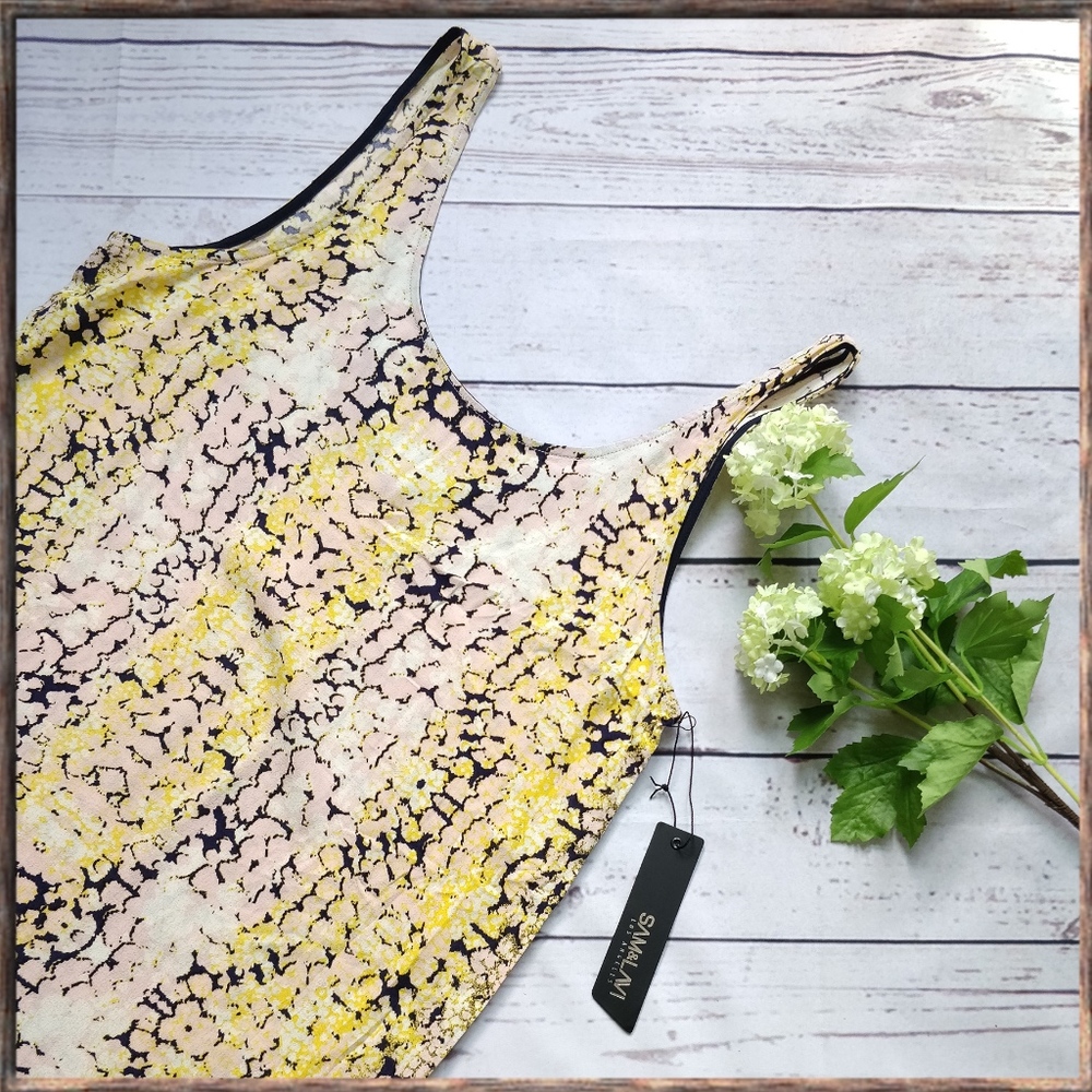 NWT SAM & LAVI Yellow & Pink V-neck Dress M