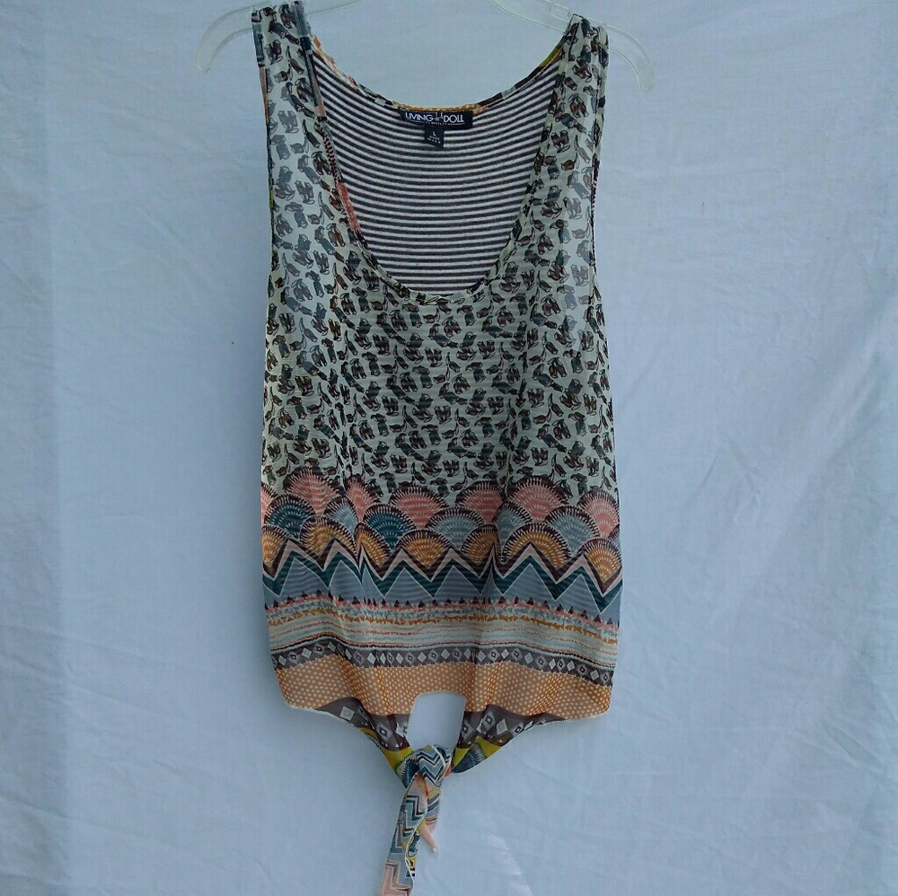 Living doll tie front tank top