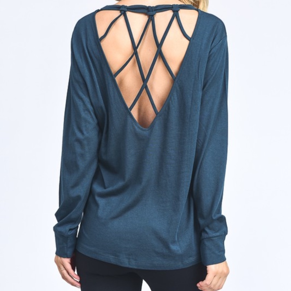 Just in❣ "Saltwater" Back-Detail Teal Knit Top