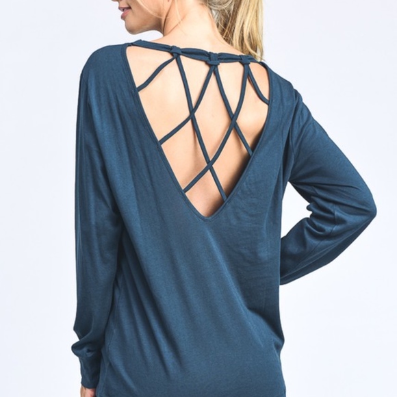 Just in❣ "Saltwater" Back-Detail Teal Knit Top - Picture 2 of 6