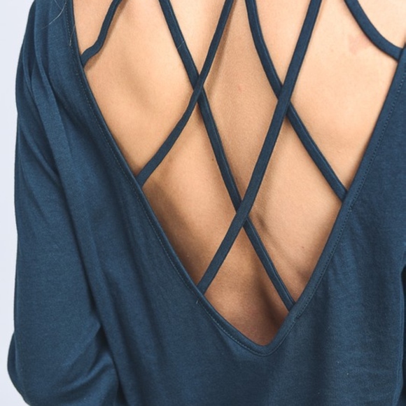 Just in❣ "Saltwater" Back-Detail Teal Knit Top - Picture 3 of 6